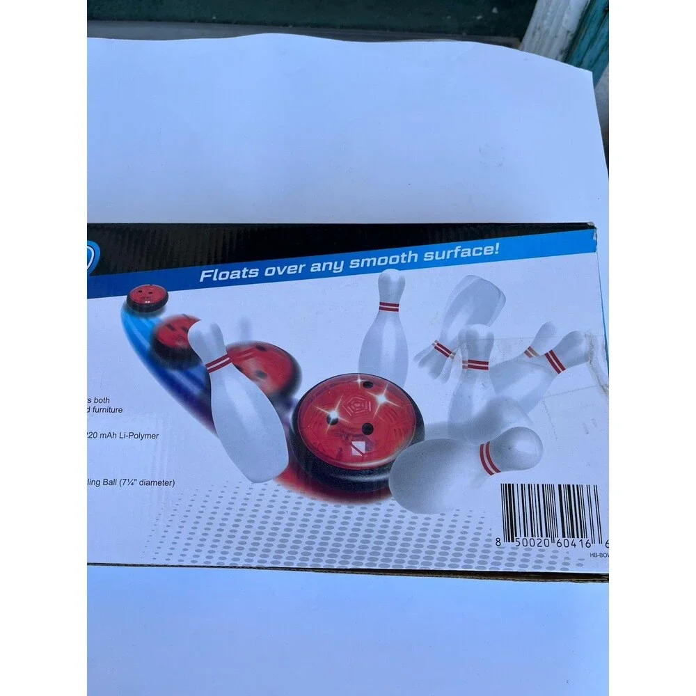 Hover Bowling Set, Floats Over Smooth Surface! LED Light Bowling Ball & 6 Pins